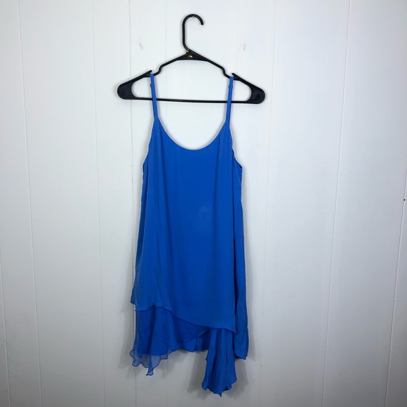 Alice + Olivia Anika Layered Asymmetrical Silk Hem Tank Dress Sz M - Picture 2 of 15